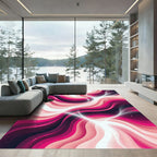 Vibrant Magenta Crimson Abstract Wave Rug