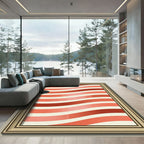 Crimson Red Wavy Stripe Rug