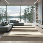 Minimalist Wavy Neutral Stripe Rug