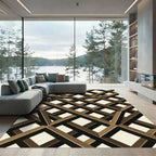 Geometric Coffee Brown Intersecting Lattice Rug