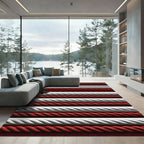 Crimson White Twisted Rope Texture Rug