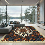 Tribal Feather Arrow Sunburst Rug
