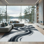 Monochromatic Textured Swirl Abstract Rug