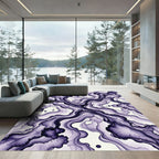 Deep Violet Fluid Ink Abstract Rug