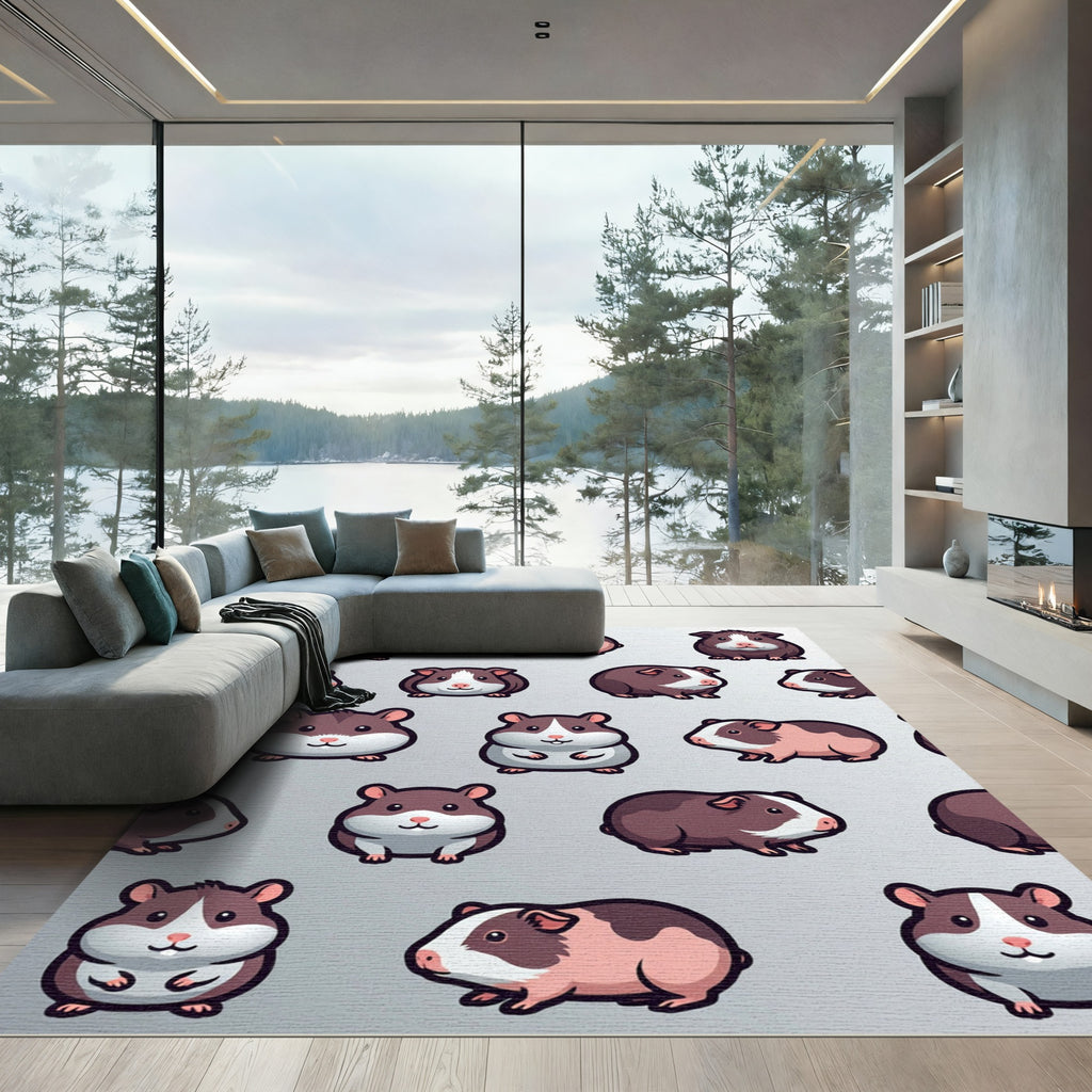 Cute Gray and Brown Guinea Pig Rug