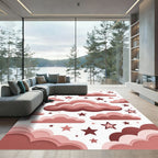 Whimsical Dusty Rose Cloud Starry Sky Rug