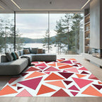 Crimson Coral Geometric Triangle Collage Rug