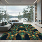 Emerald Jewel Art Deco Arched Gold Rug