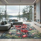 Elegant Cascading Dusty Rose Floral Arrangement Rug