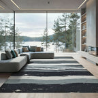 Monochromatic Horizontal Stripe Ocean Rug