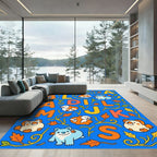 Whimsical Alphabet Animals Autumn Leaves Rug