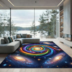 Vibrant Cosmic Swirl Galaxy Orbs Rug