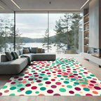 Retro Teal Berry Polka Dot Collage Rug