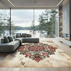 Ornate Terracotta Sage Acanthus Medallion Rug