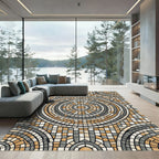 Tiled Mosaic Circular Sunburst Rug