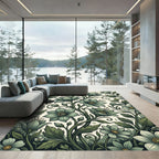 Elegant Sage Botanical Vine Floral Rug