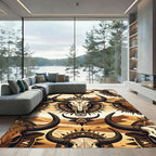 Desert Bull Skull Southwestern Geometric Art Rug