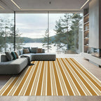 Earthy Ochre and Cream Linear Stripe Rug