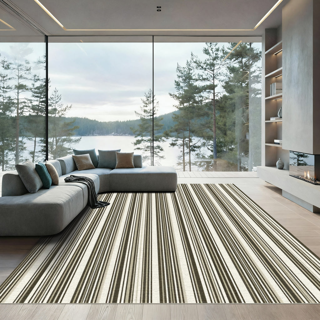Neutral Tonal Vertical Stripe Rug