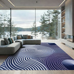 Indigo Swirling Concentric Circles Rug