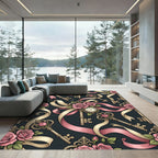 Romantic Vintage Pink Rose Clock Key Rug