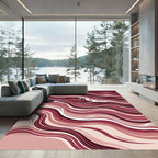 Crimson Flowing Abstract Wave Rug
