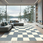 Gray White Checkered Square Composition Rug