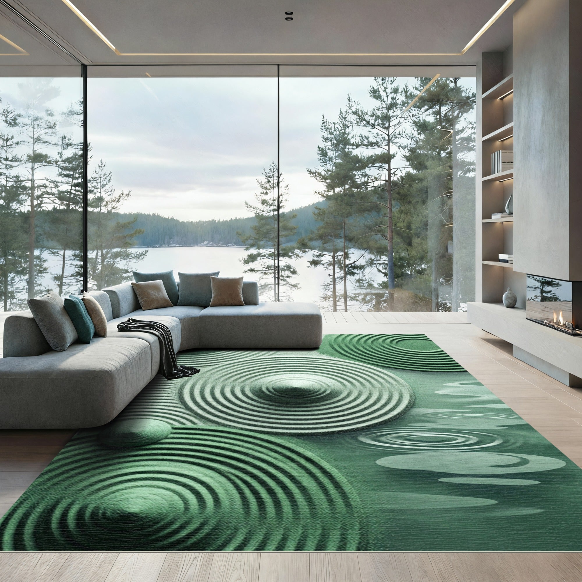 Seafoam Zen Garden Ripples Rug