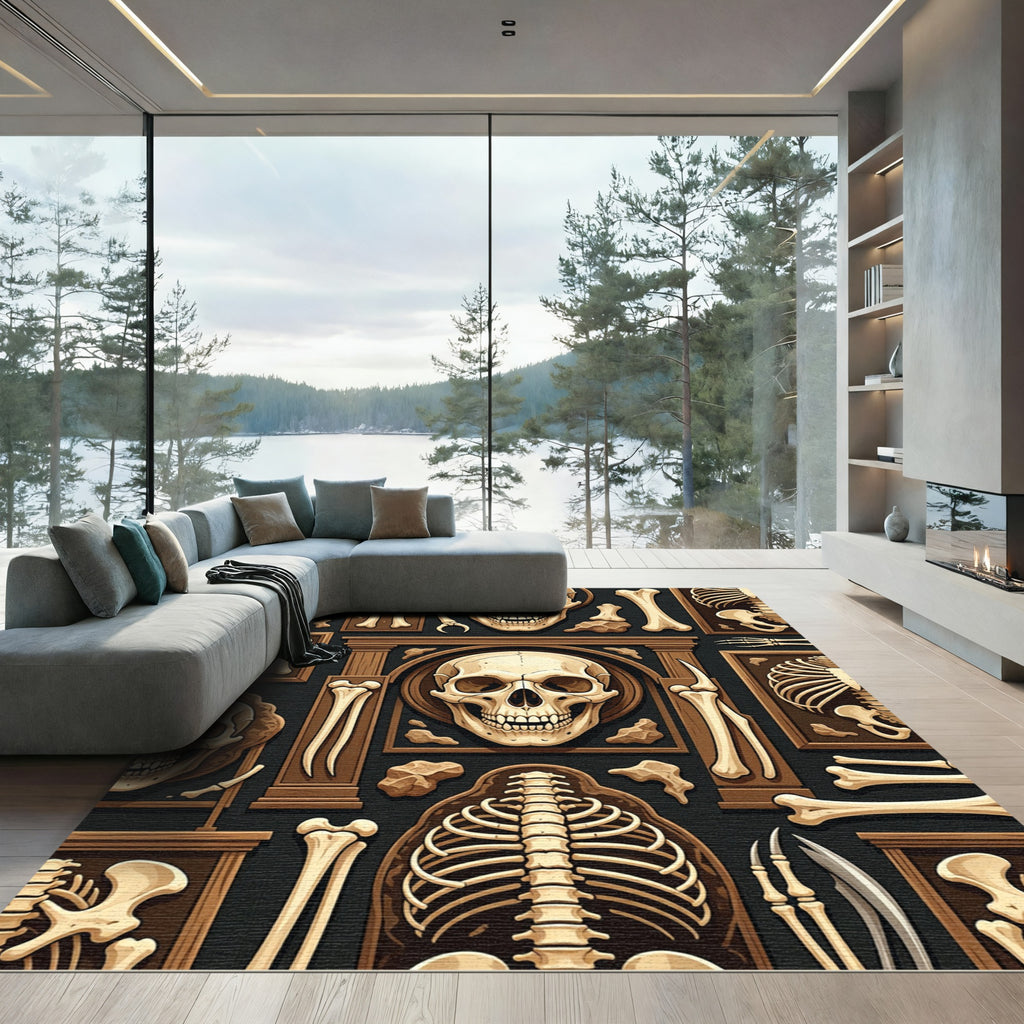 Gothic Cream Bone Anatomy Ivory Art Rug