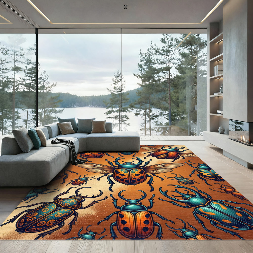 Amber Beetle Insect Art Illustration Rug
