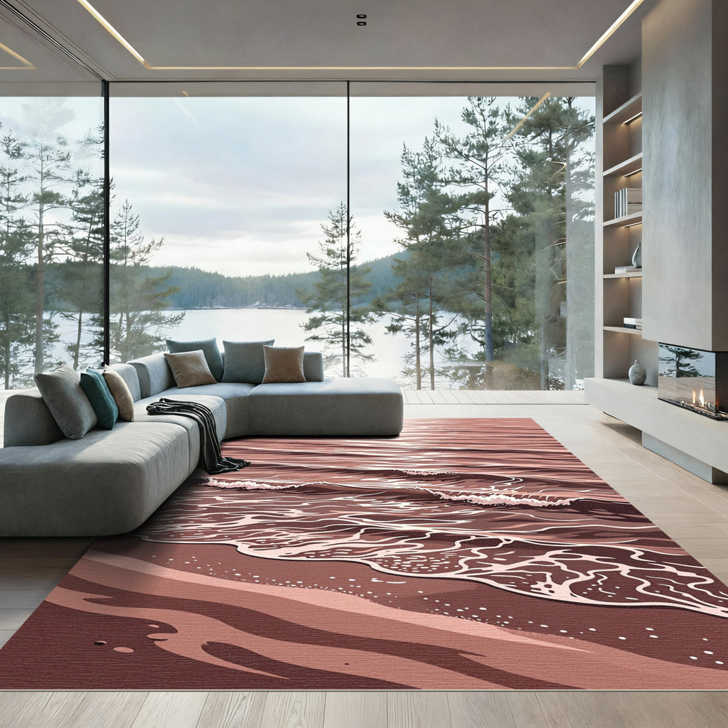 Rose Gold Water Ripple Accent Rug