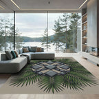Tropical Serpent and Diamond Geo Rug