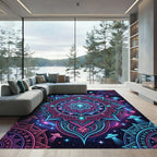 Neon Galactic Alien Mandala Medallion Rug
