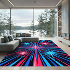 Electric Neon Starburst Radial Art Rug