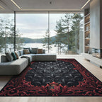 Gothic Black Red Fleur De Lis Rug