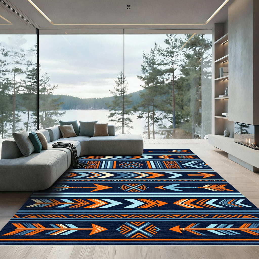 Bold Geometric Tribal Arrow Stripe Rug