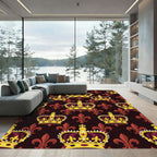 Royal Crimson Gold Crown Pattern Rug