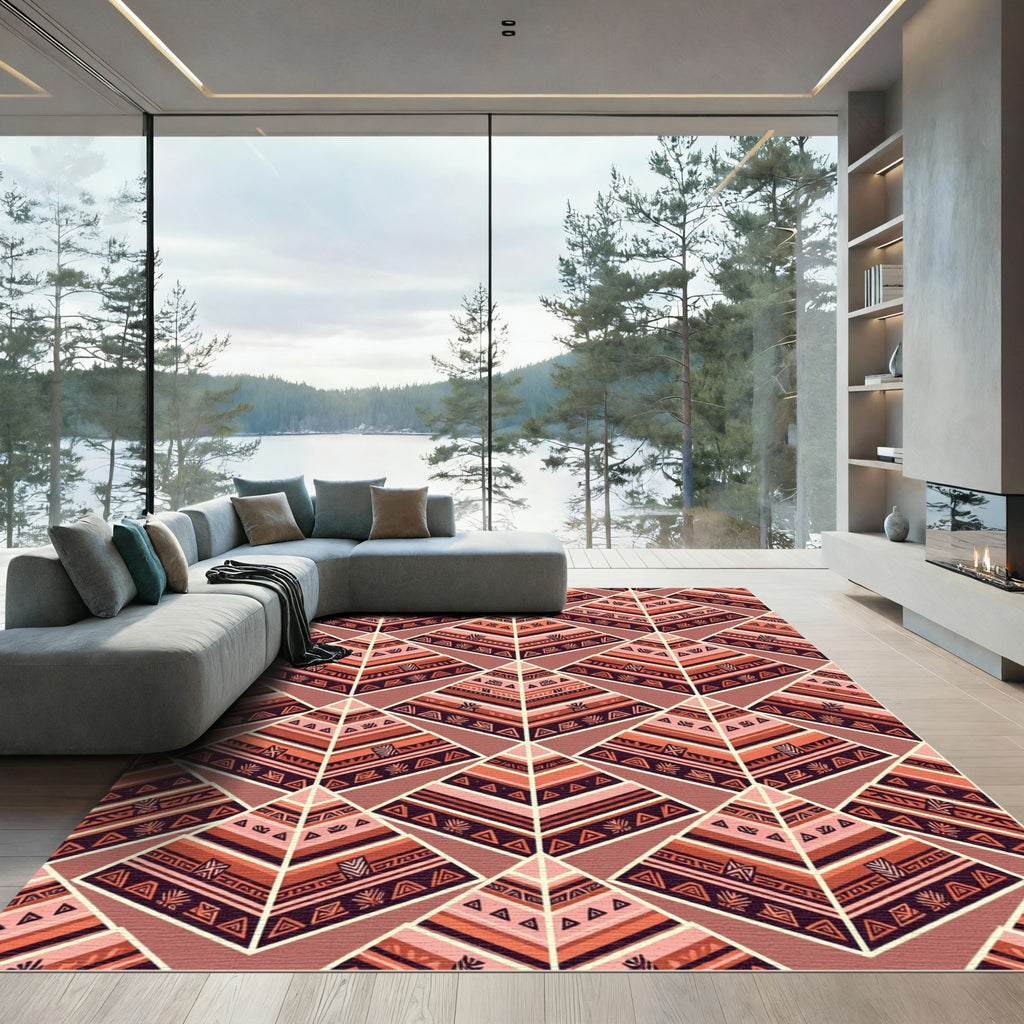 Geometric Tribal Arrow Pyramid Arrangement Rug