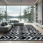 Bold Black Arrow Geometric Stripes Rug
