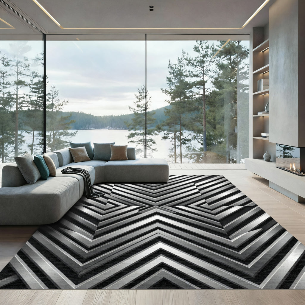 Metallic Chevron Reflection Rug