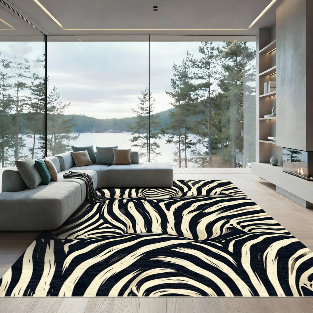 Striking Zebra Stripe Abstract Image Rug