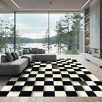 Black White Geometric Illusion Squares Rug