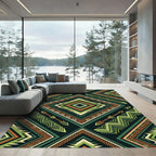 Green Orange Tribal Arrow Geometric Rug
