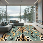 Teal Leopard Faux Hide Spots Rug