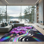 Radiant Purple Orchid Iridescent Silver Waves Rug