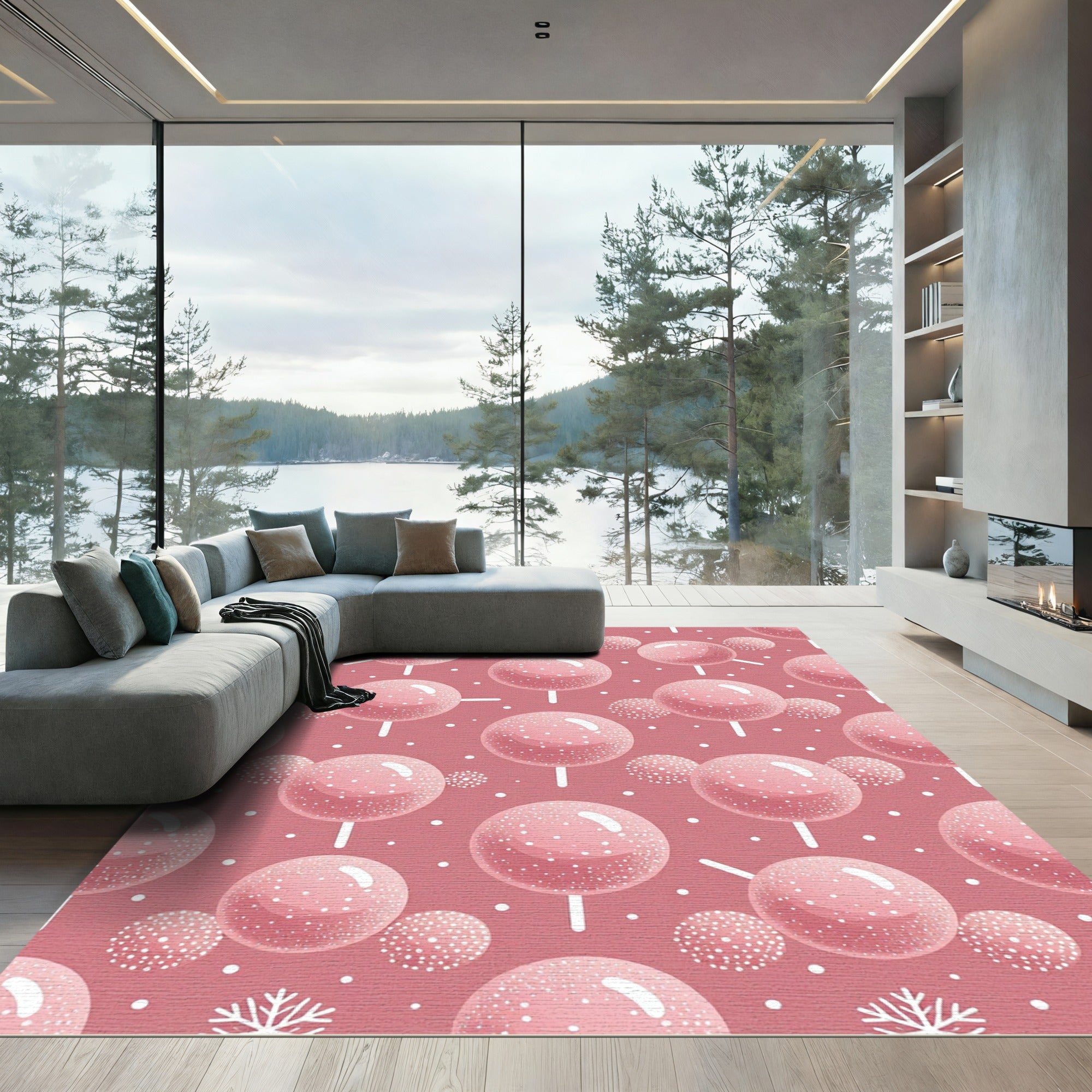 Pink Lollipop Snowfall Candy Rug