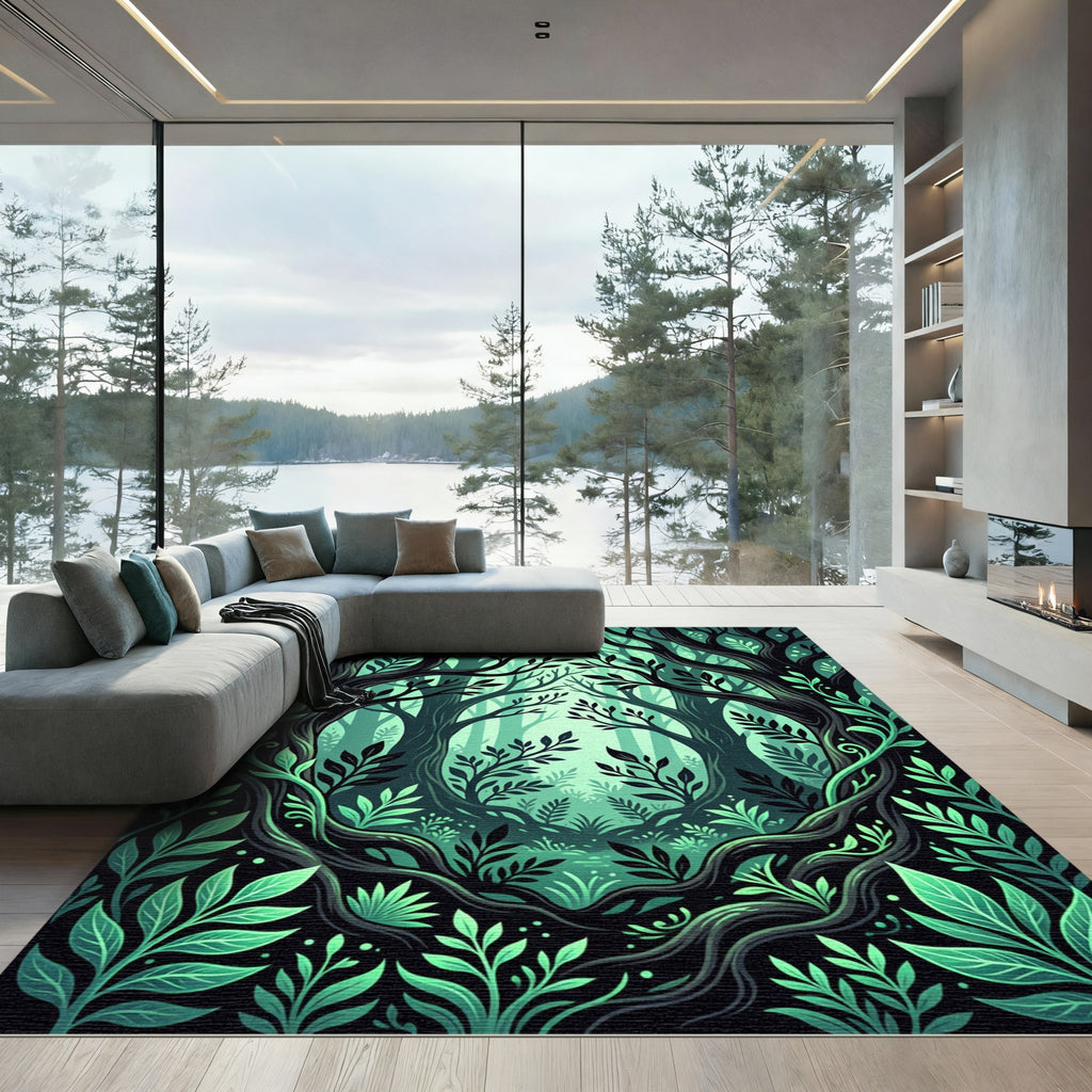 Enchanted Emerald Forest Canopy Rug