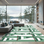 Sage Green Geometric Stripe Bunting Rug