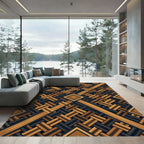 Geometric Weave Amber and Charcoal Rug