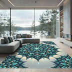 Teal Golden Mandala Bloom Radiance Rug